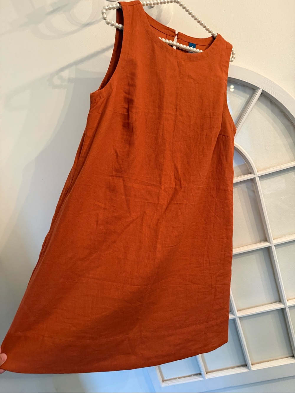 Old Navy Linen Blend Shift Dress Rust Orange Terracotta Sleeveless Size Medium